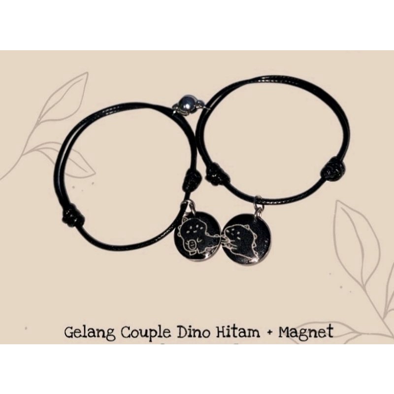 [TERMURAH] - SEPASANG (2pcs)Gelang Couple DINO Hitam + Magnet