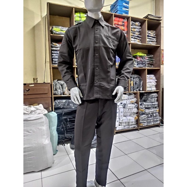 Safari PSH COKLAT lengan panjang | Seragam PSH satpam coklat lengan panjang | Safari coklat panjang 