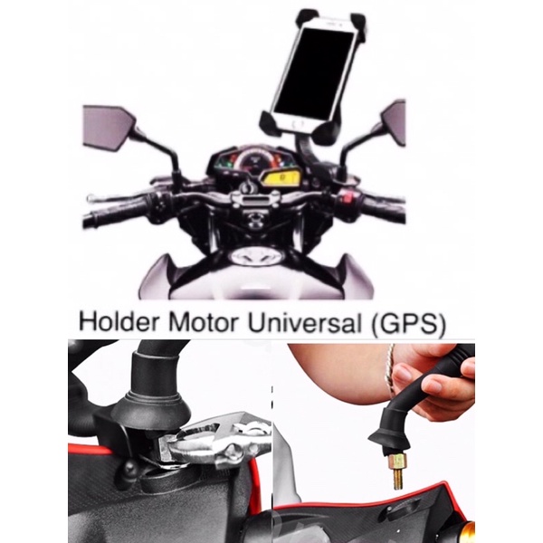 Holder motor braket pegangan hp/handphone buat di spion Universal GPS