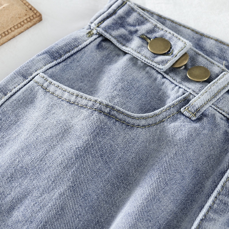 korean style new biru salju straight fit celana jeans panjang wanita(gambar fisik)