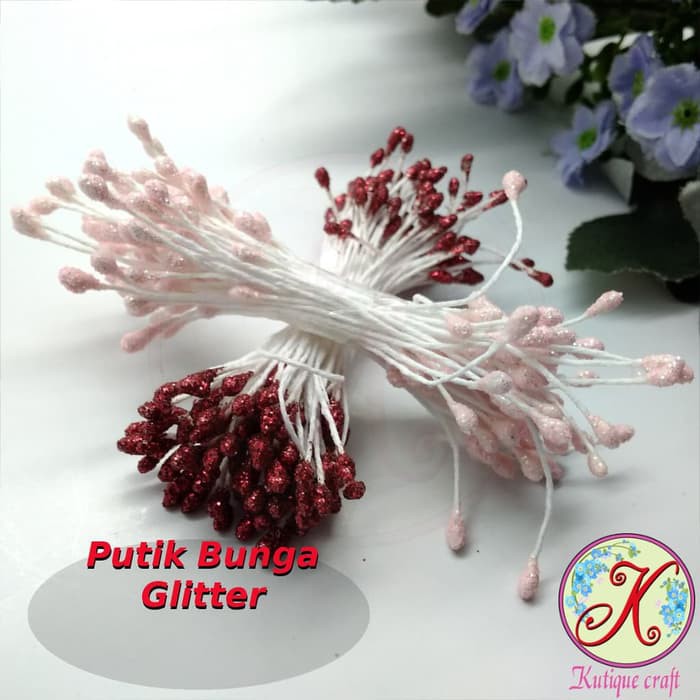 

Stok Ready Putik Sari Bunga Glitter per ikat Bahan Kerajinan Merah Muda terakhir