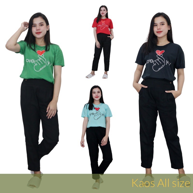 IZANY KAOS T-shirt Blouse Lengan Pendek Saranghae