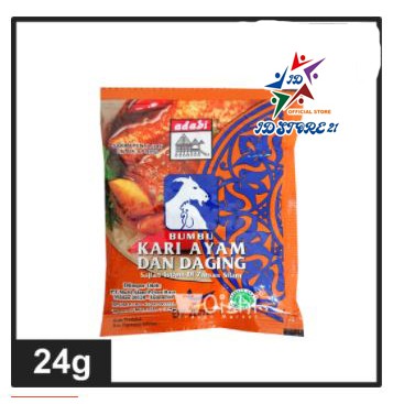 SACHET - Bumbu Kari Ayam dan Daging Adabi 24 Gram Halal Bumbu Adabi Makanan Kare Kari Instan