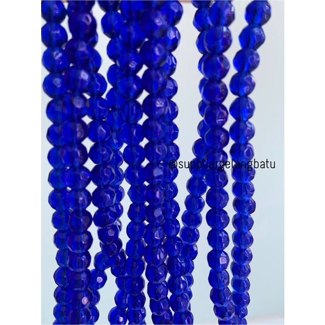 kristal bola dunia cutting 6mm Dark Blue ceko bulat biru tua beading