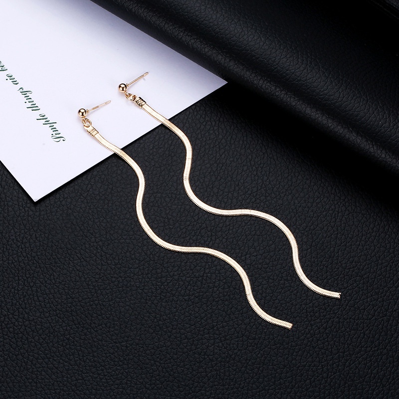 Fancyqube Anting Rantai Rumbai Panjang Menjuntai Warna Silver Gaya Minimalis Untuk Wanita