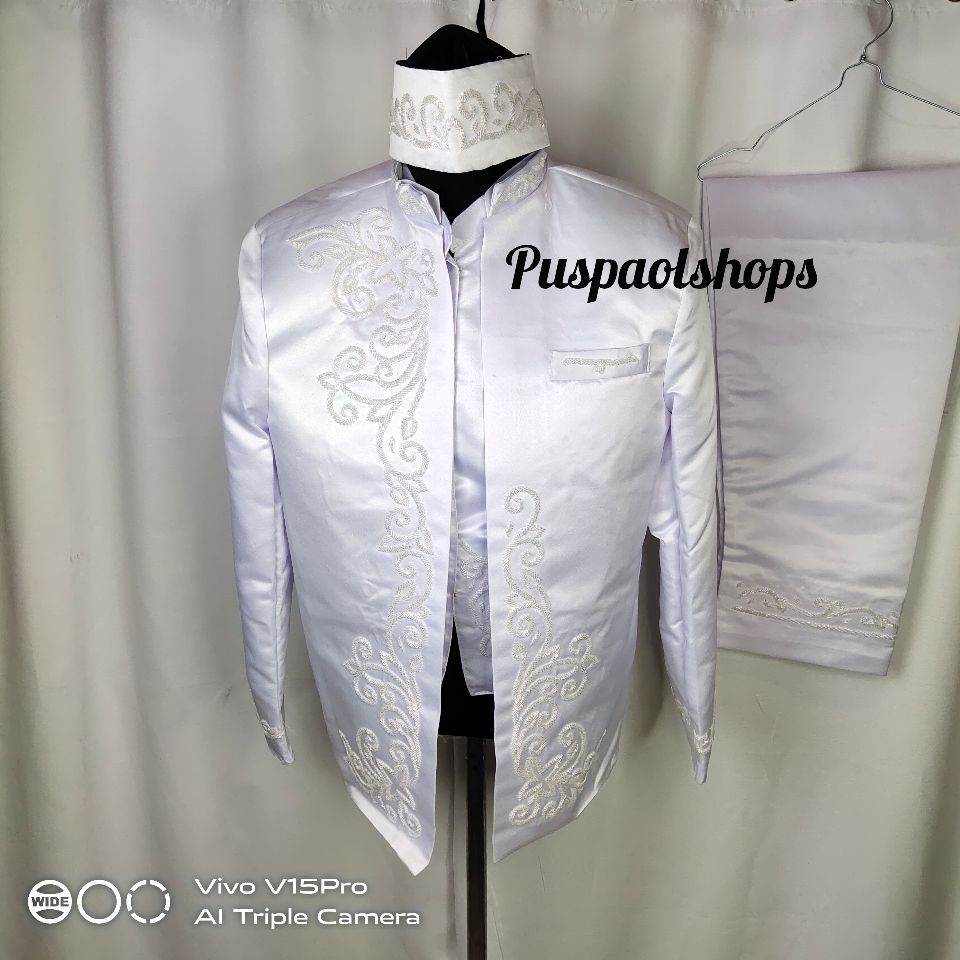 BASOFI PENGANTIN BRIDAL PAYET  JEPANG  ASAYO WARNA  PUTIH/ beskap sunda putih