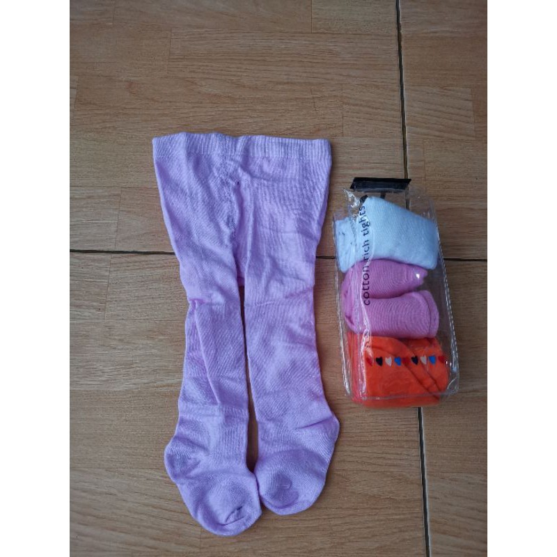 4 pcs Legging lejing bayi tutup kaki cotton rich polos warna warni 0-6 dan 6-12 M