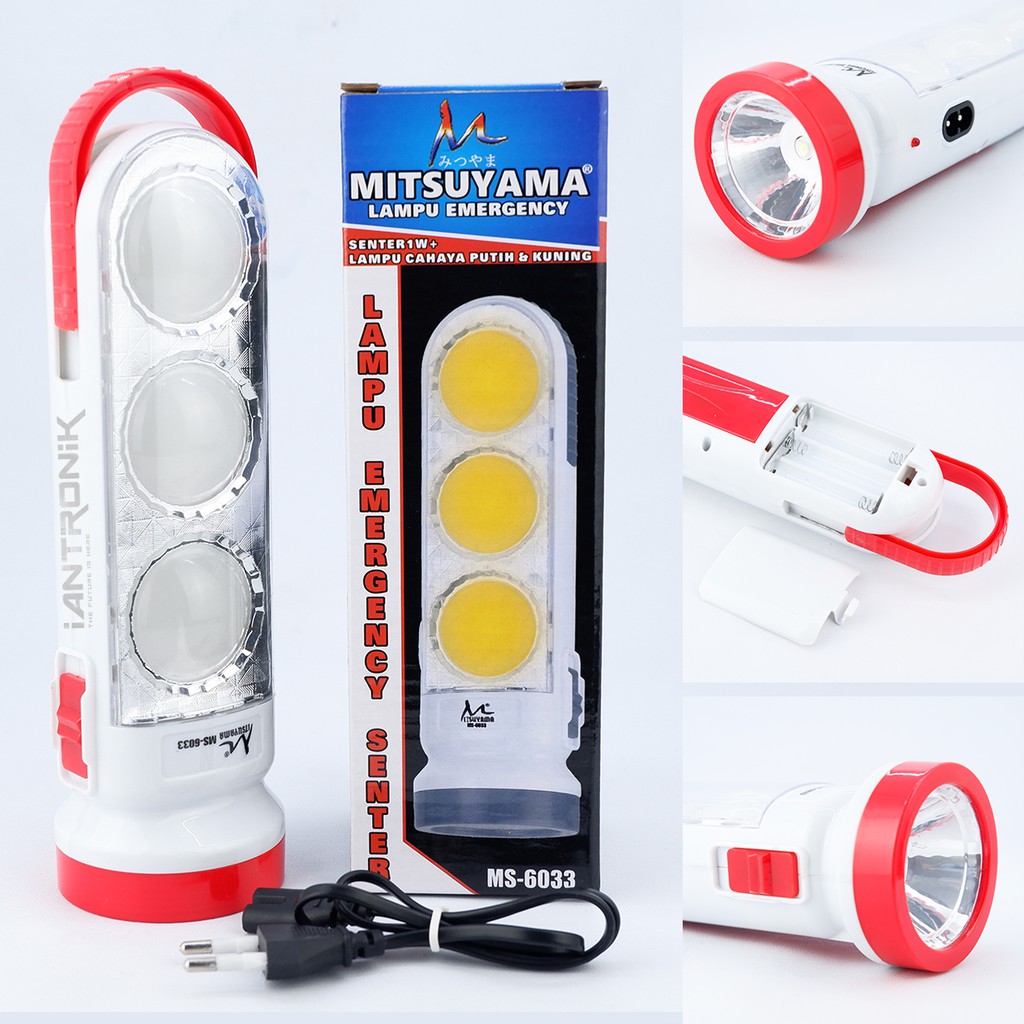 LAMPU SENTER Emergency MS-6033 2 Mode Cahaya Kuning Dan Putih Super Terang