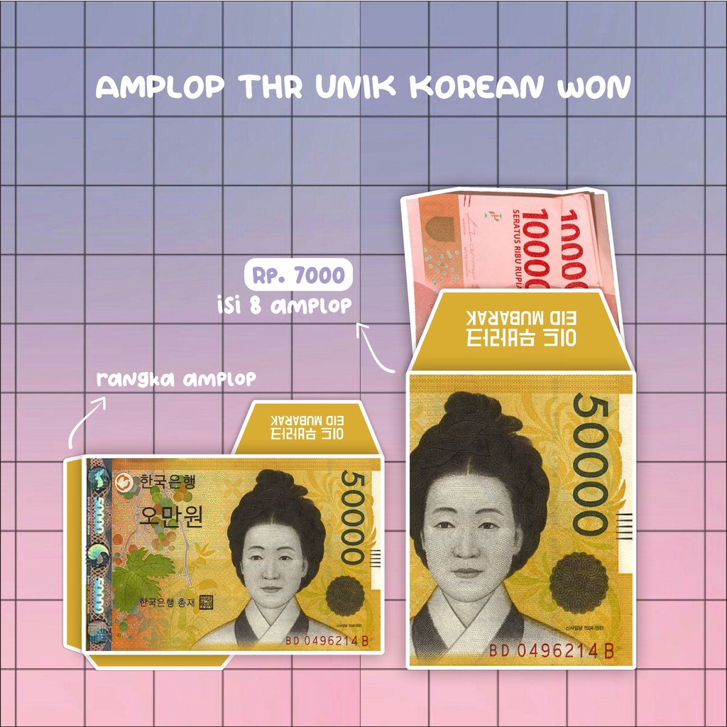 

AMPLOP THR UNIK KOREAN WON // ANGPAO KOREAN // AMPLOP UNIK BENTUK UANG // AMPLOP UANG KOREA