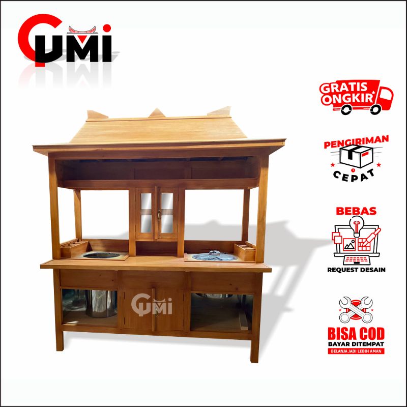 Gerobak Mie Ayam Bakso Model Joglo - Grobak Mie Ayam Bakso Milenial | Rombong jualan mie ayam bakso