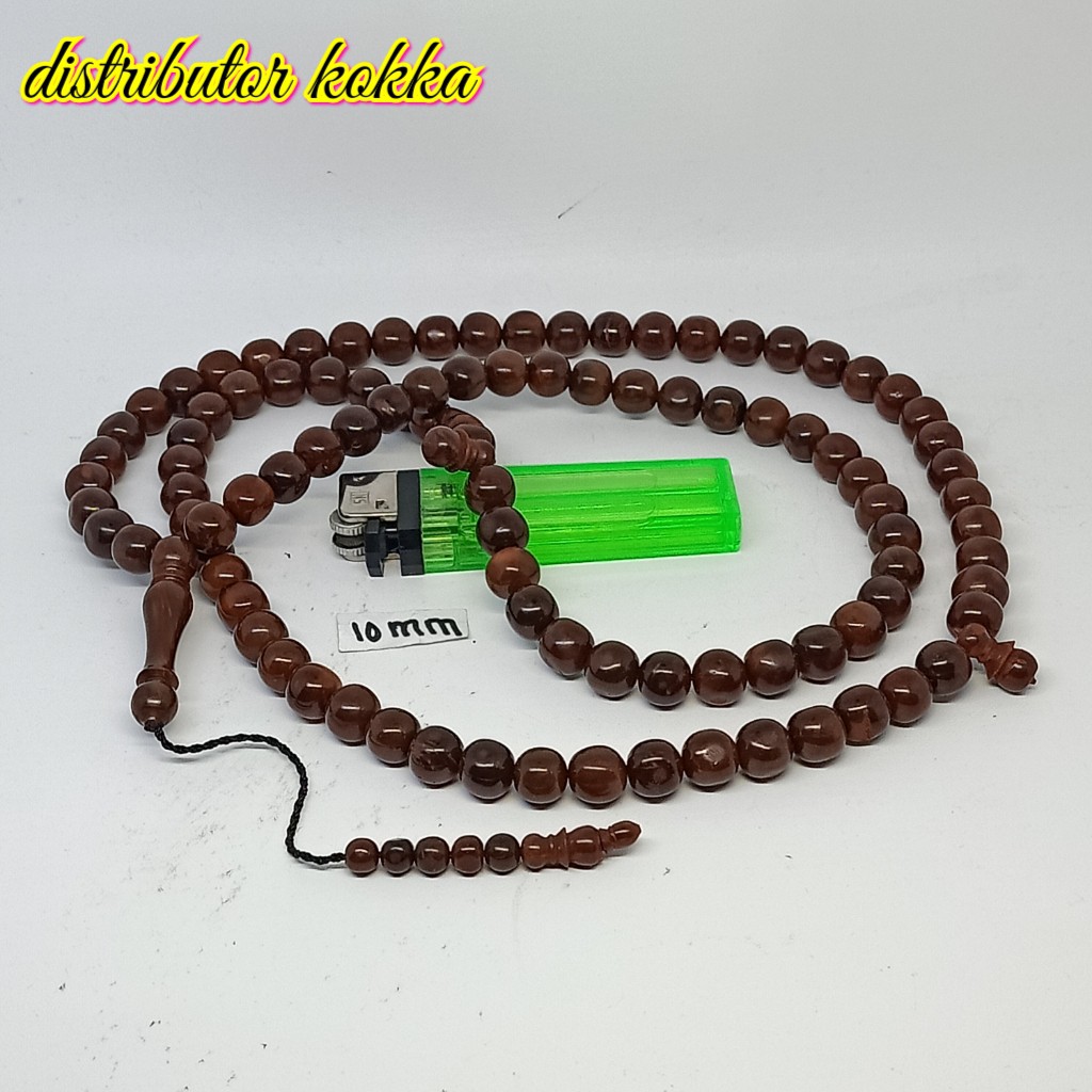 ( SUPER MURAH ) Tasbih Kokka kaukah kaokah fukakah koka bulat polos 10 mm coklat