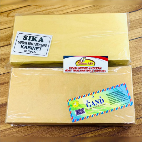 

Amplop Coklat Kabinet 80gram isi 100lbr uk 110x240 mm GAND & SIKA