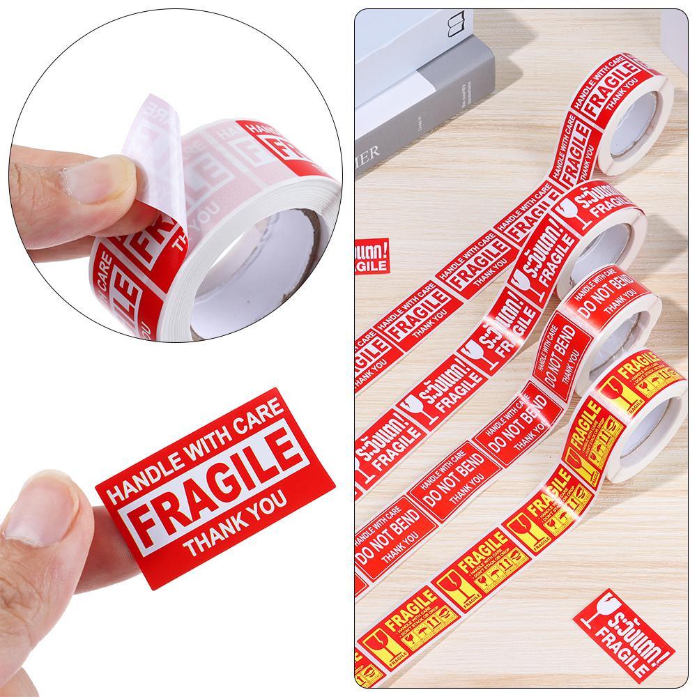 Suyo 250Pcs/roll Stiker Peringatan Fragile Perawatan Tahan Lama Kemasan Pengiriman Menandai Perekat Pengiriman Express Label