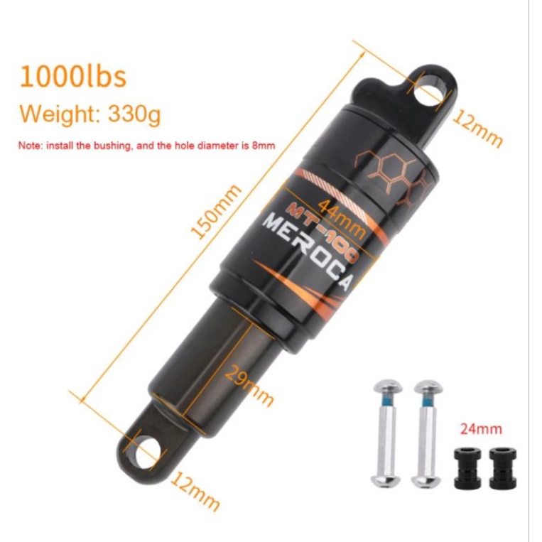 Meroca Rear Shock 150mm Rearshock Oil Spring 150 mm Belakang Sepeda MTB