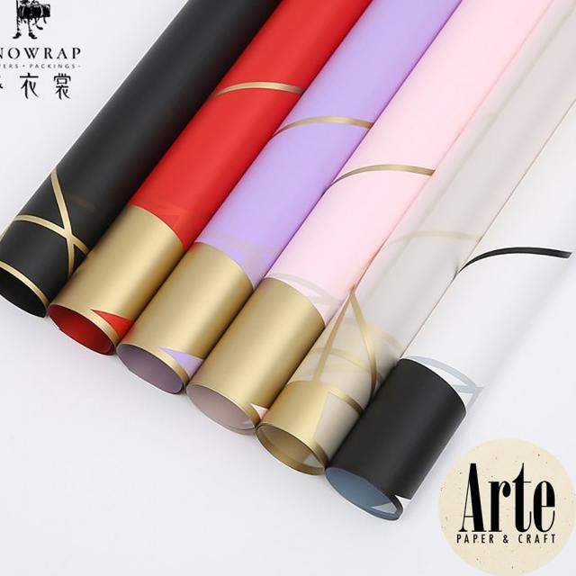 

♡ 20 Lembar Cellophane Gold Line Kertas Buket Korea Bunga Flower Wrapping Paper Kado Arte Grosir Jakarta P.HX-042 Ω