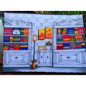 NEW Background Wisuda Rak buku putih 3x2,5m