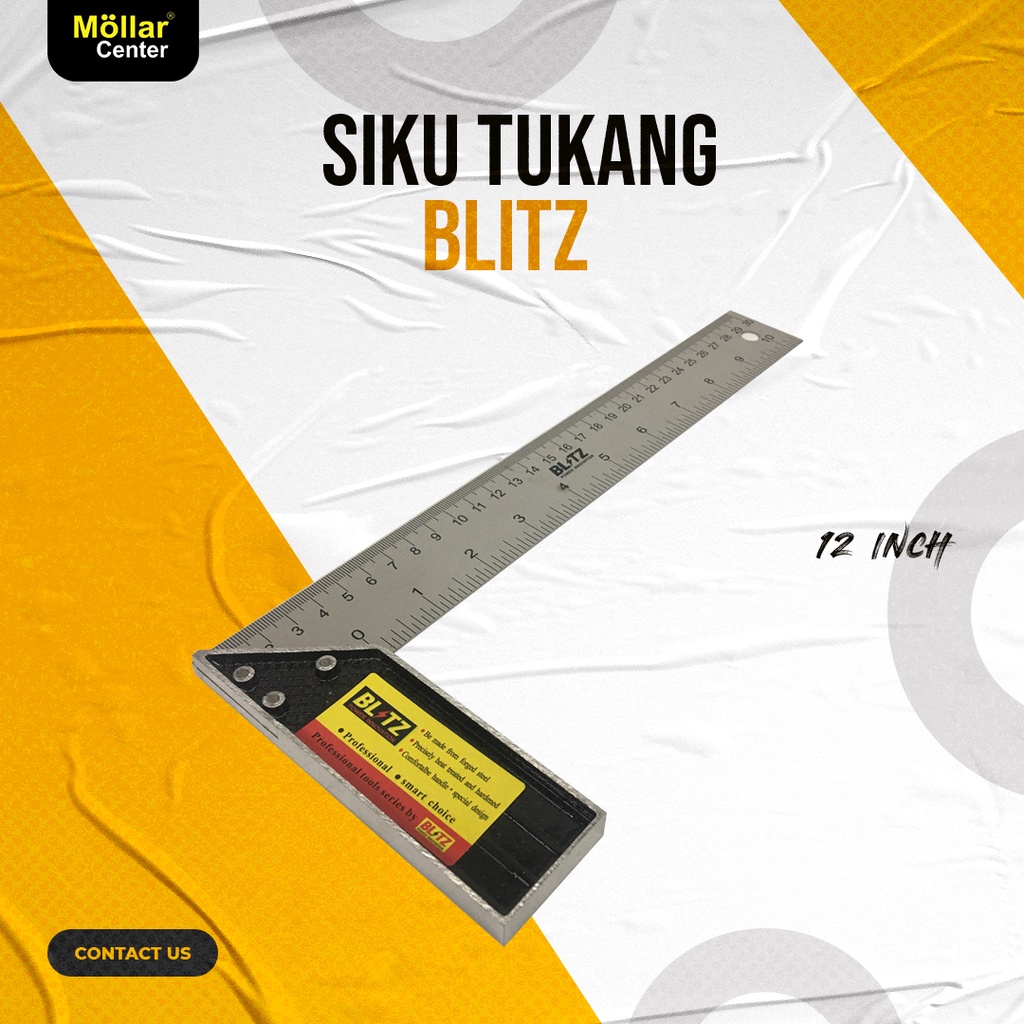 

SIKU TUKANG L SUPER Penggaris Sudut Meteran Pasekon Stainless Steel 12" 30cm 12in - BLITZ