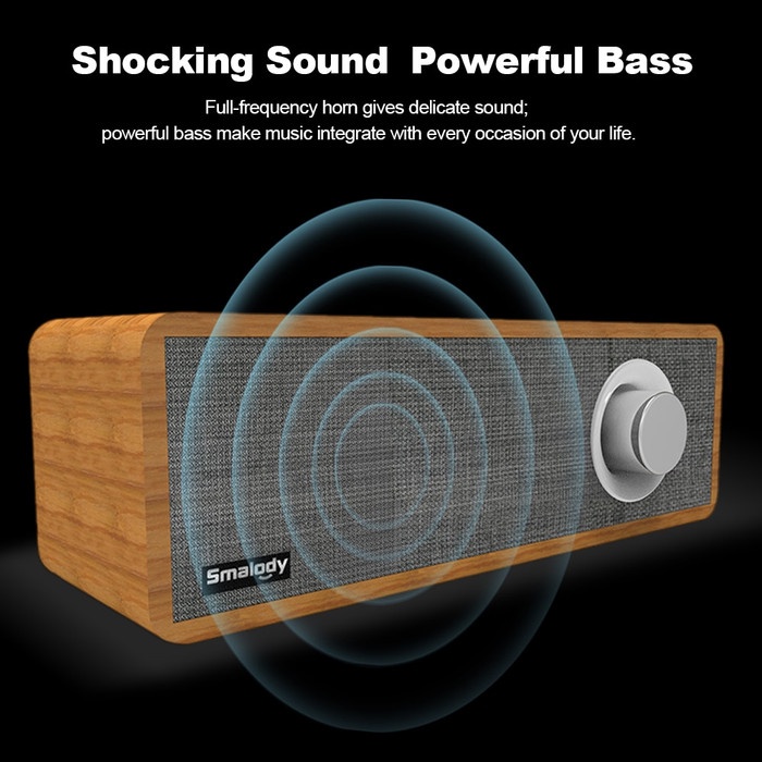 Smalody Wooden Bluetooth Speaker Stereo Soundbar - SL-50 - Gray