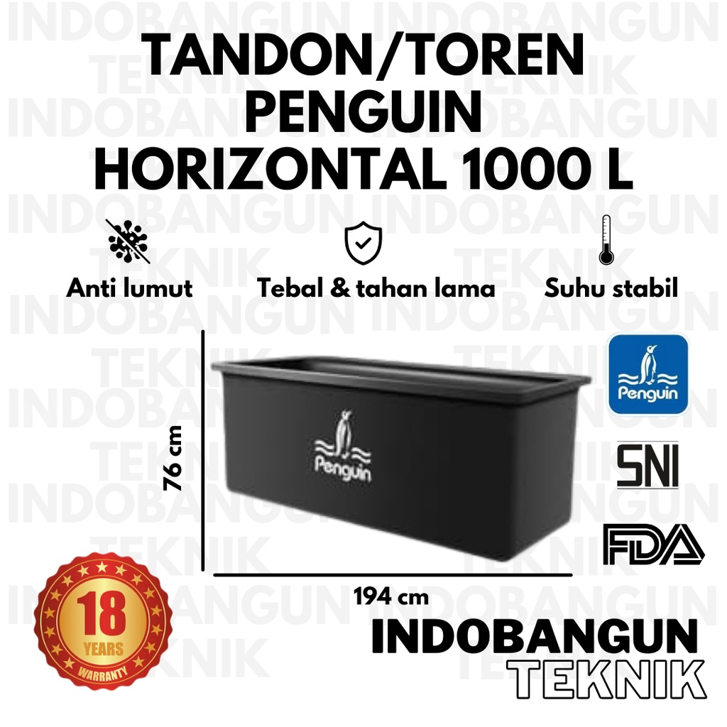 Toren Air Tangki Air Tandon Air Penguin Rectangular Open Top Tank Bak Persegi Bak Kotak BTS100 (1000