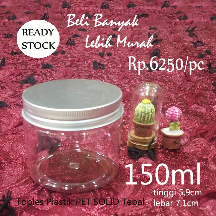 Botol Toples Makanan 150ml POT Kosmetik Jar Plastik PET Botol Toples Makanan 150ml POT Kosmetik Jar Plastik PET