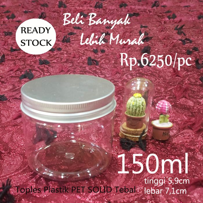  Botol  Toples Makanan 150ml POT  Kosmetik  Jar Plastik PET 