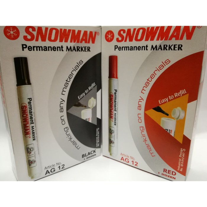 

TULIS-ALAT- MURAH!! SPIDOL SNOWMAN PERMANEN AG12 - HITAM -ALAT-TULIS.