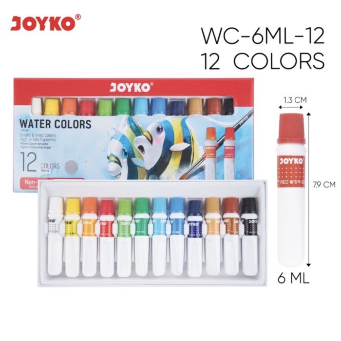 

Produk Cat Air Water Color Joyko 12Warna Wac-6Ml-12 Bergaransi