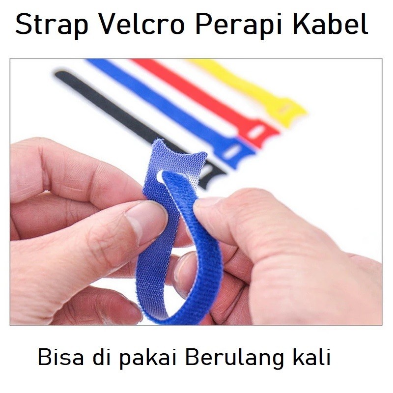 50pcs Velcro Strap Tali Ikat Perapi Kabel Cable Ties Management Loop