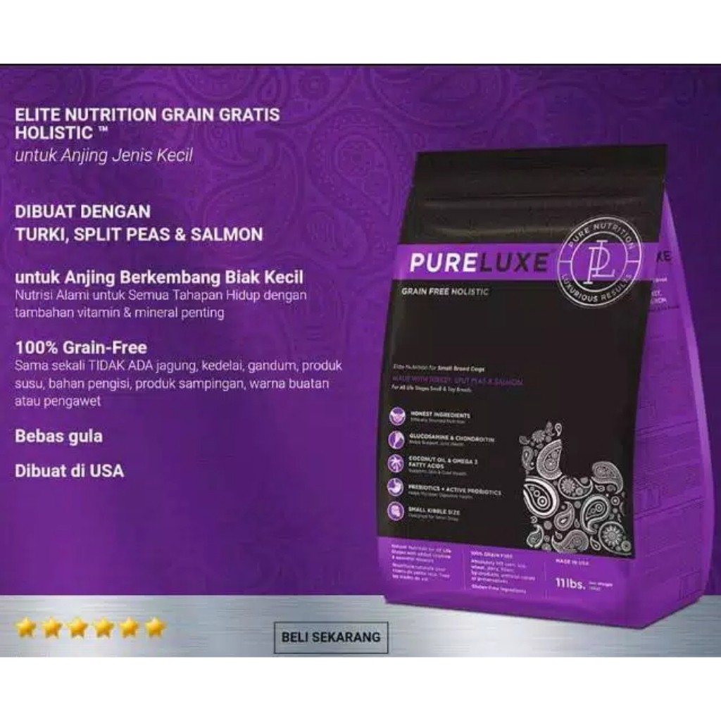 Pureluxe dog small breed grainfree 5 kg ( 11lbs)