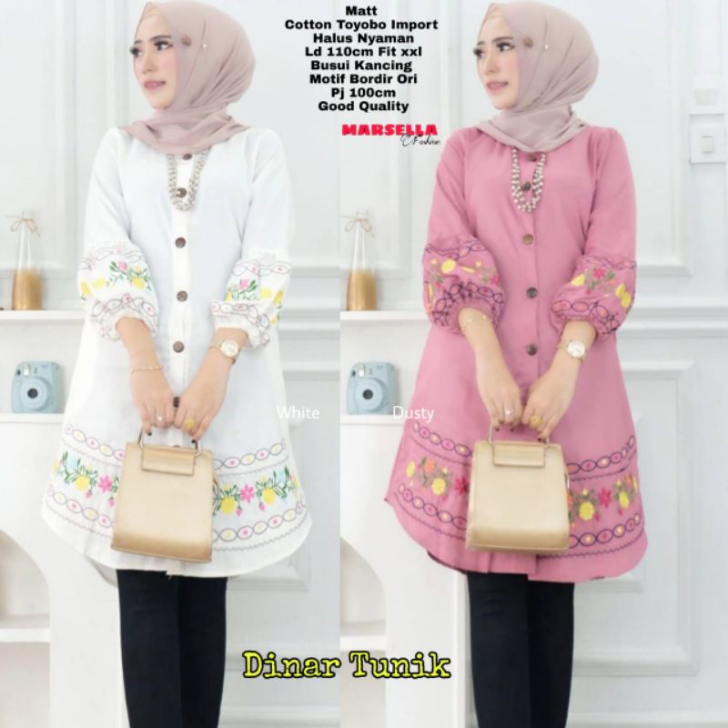 Dinar tunik katun toyobo import bordir by Marsella