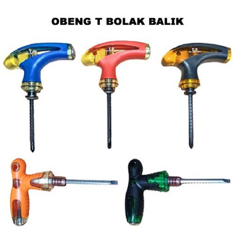 Obeng T Bolak Balik 6 Inch Kombinasi Adjustable Panjang Pendek Min Plus