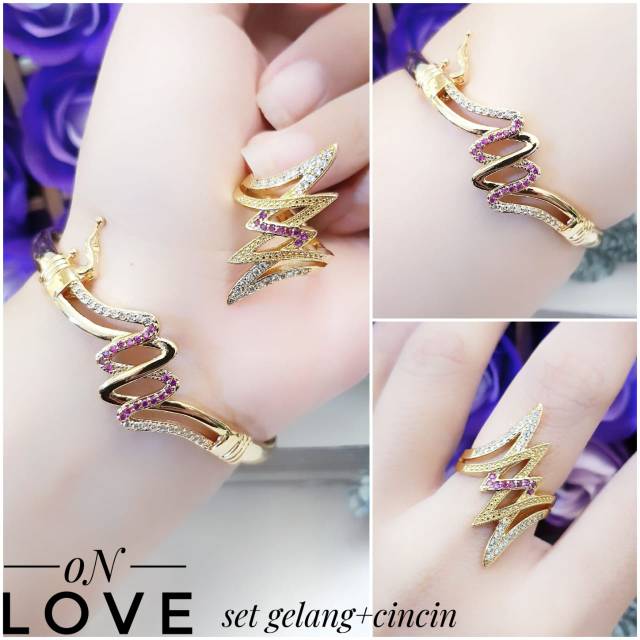 Xuping gelang dan cincin lapis emas 24k 0617i