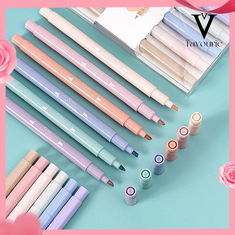 

[COD]6PCS Spidol Highlighter Dua Sisi Ujung Lembut-FA