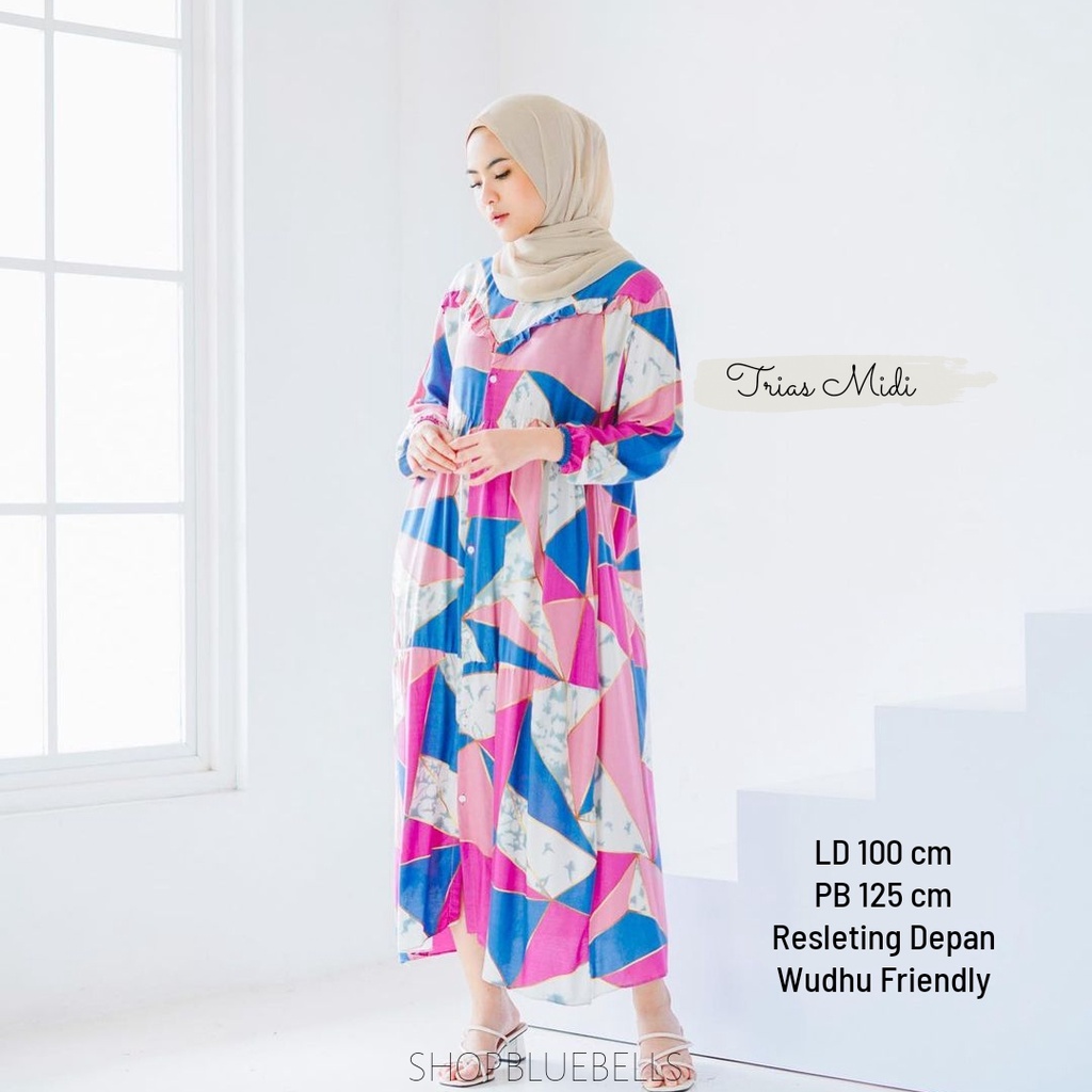 Ghea Plaid Ankle Dress - Gamis Midi Ankle-Length Katun Rayon