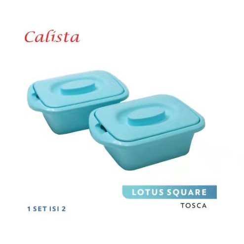 Calista Lotus Square Wadah Saji Makanan 700ml Set isi 2pcs Bahan BPA FREE Termurah