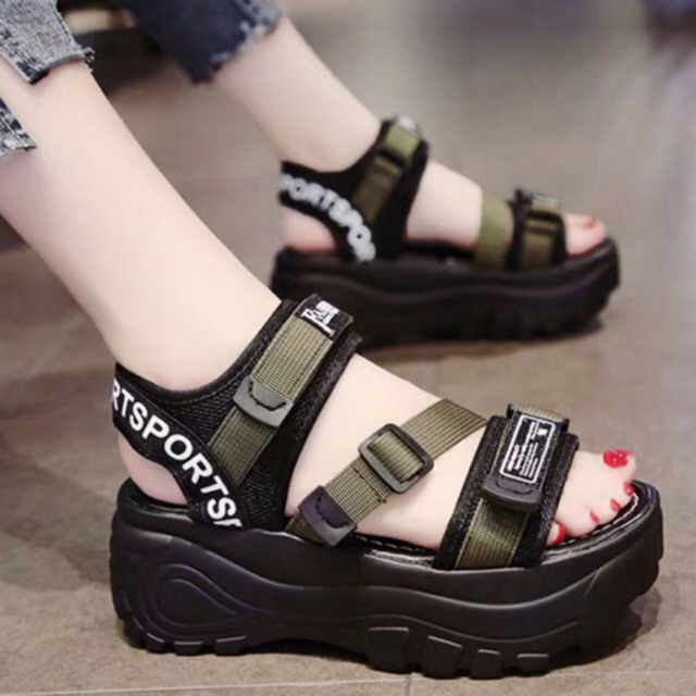 LOKAL SHOES - SANDAL WEDGES WANITA KOREA SPORT SILANG by Axeline BM452