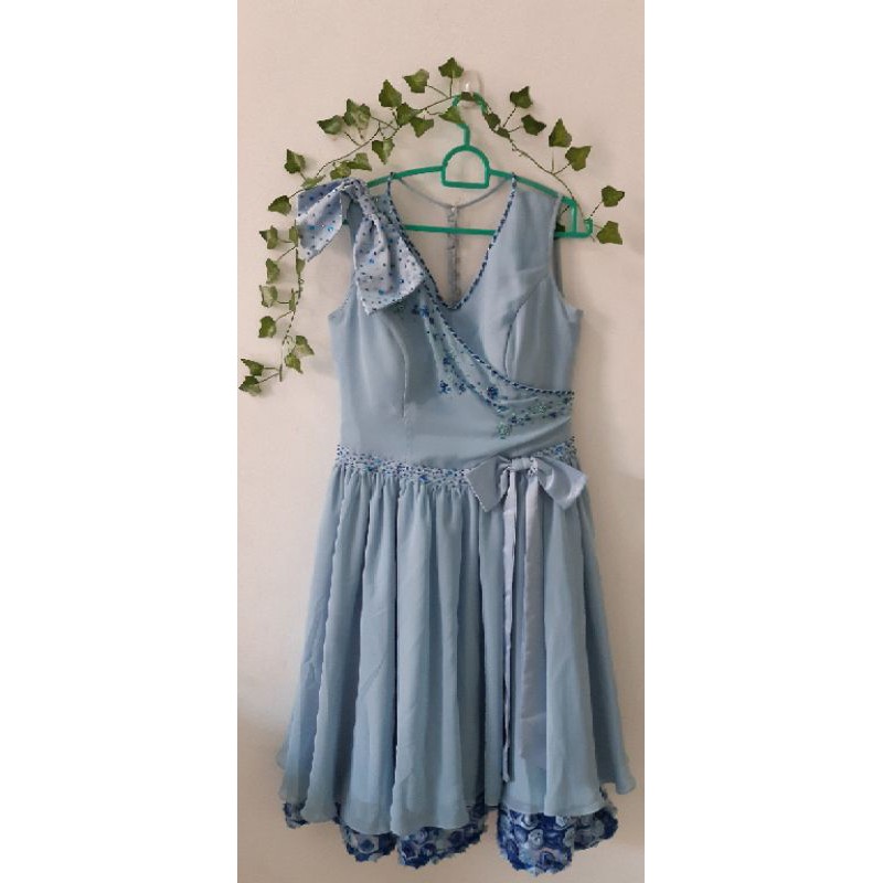 baju pesta/ dress / gaun Biru Pita Preloved/ Secondhand/  Thrift