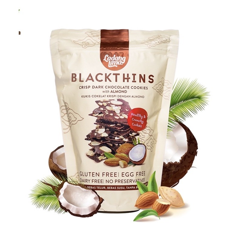 Ladang Lima Blackthin blackthins Cookies 100gr / cemilan diet biskuit rendah kalori sehat