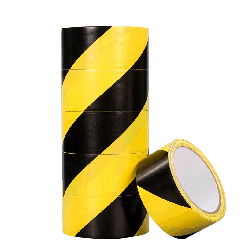 Lakban Garis Polisi Hitam Kuning PVC Tahan Air Lakban Lantai Pembatas Area Floor Marking Tape