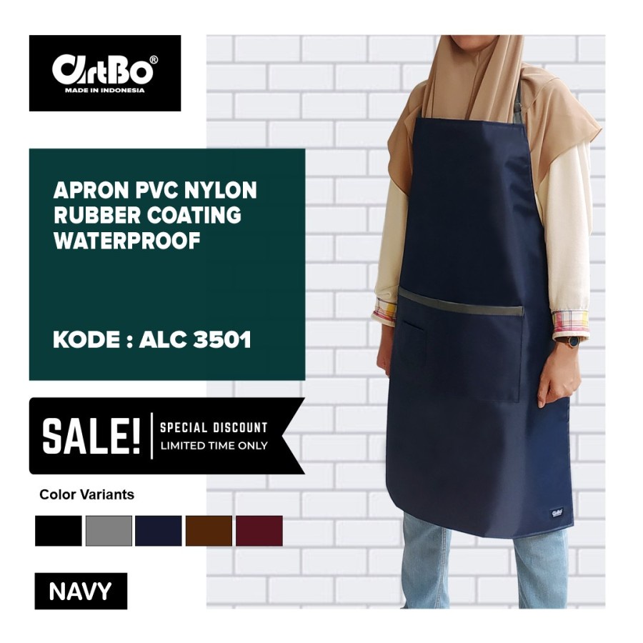 Apron / Celemek PVC Nylon Rubber Coating Waterproof - brown