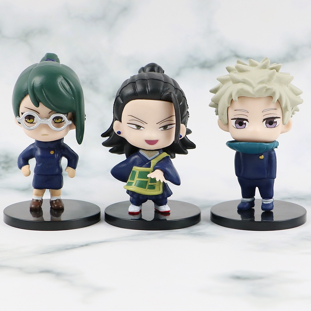 6pcs / set Action Figure Anime Jujutsu Kaisen Itadori Yuji Fushiguro Megumi Q ver Ornamen Action Figure Model Anak Untuk Desktop