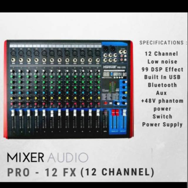 MIXER AUDIO HARDWELL 12CH PRO12FX/PRO 12FX USB-BLUETOOTH ORIGINAL