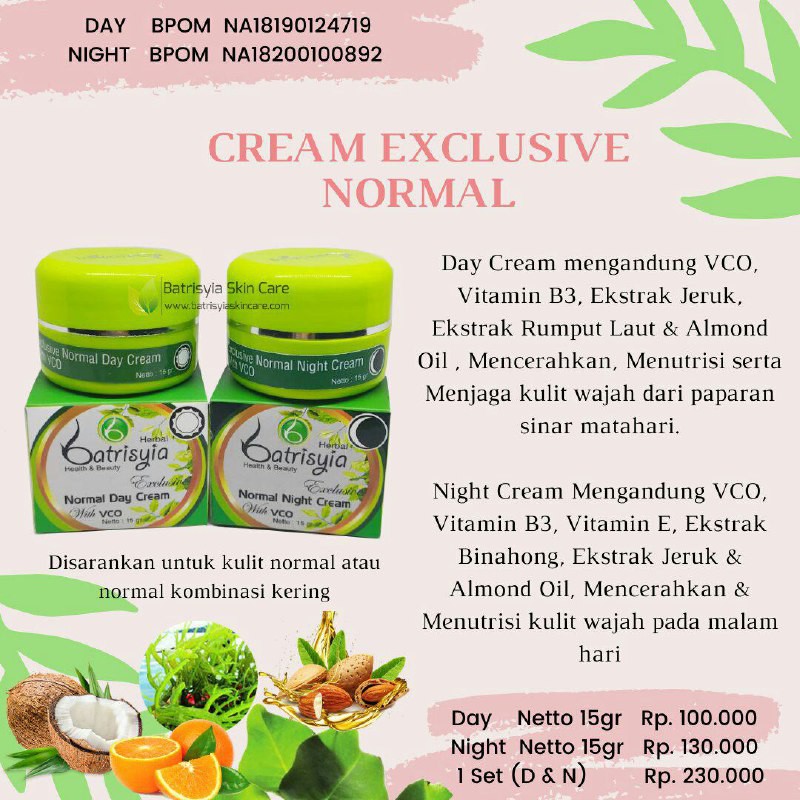 Batrisyia Exclusive Normal Day &amp; Night Cream (1 Set)