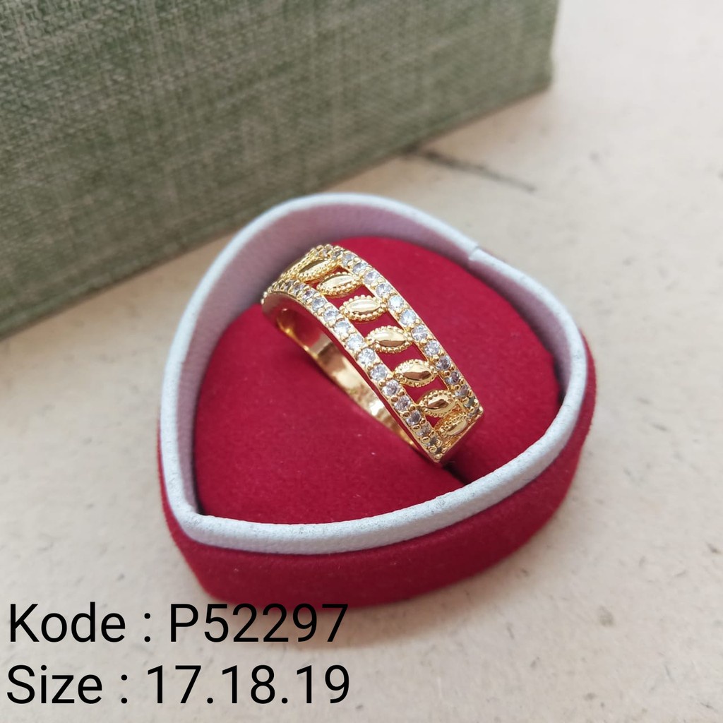 {BAYAR DITEMPAT} P52297 Cincin Xuping Lapis Emas Permata Zirconis Pusat Xuping Jakarta