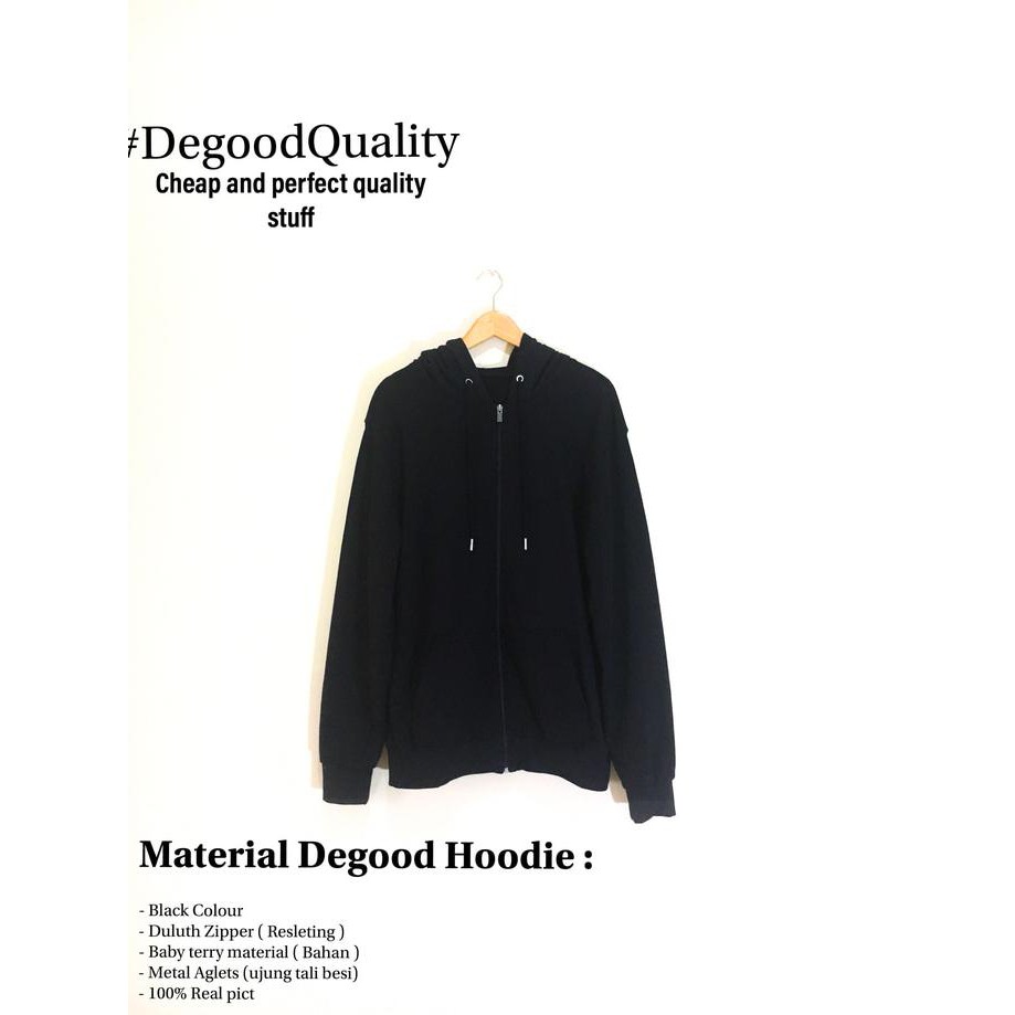 Jaket Hoodie Zipper Polos Hitam ( Black) Original Baby Terry