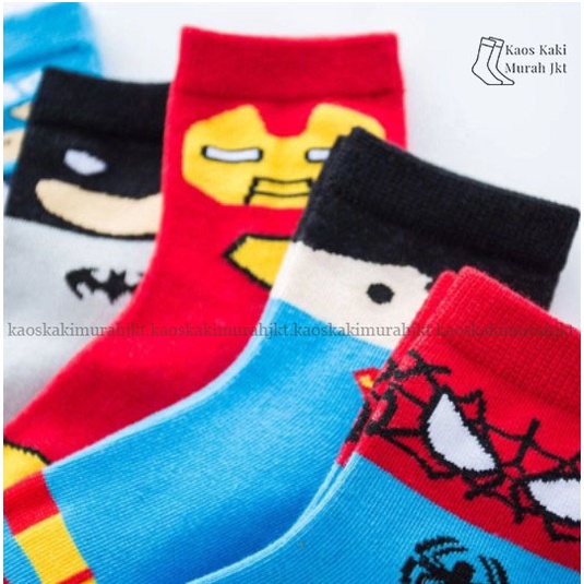 3 Pasang Kaos Kaki Anak TK SD Motif Superhero Kaos Kaki Anak Karakter Superhero Usia 5 Sampai 7 Tahun