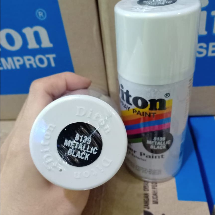 DITON Spray Paint Acrylic Lacquer Paint Pilox Cat Semprot - 8139 Metallic Black / Hitam Metalik (150cc/Kecil)