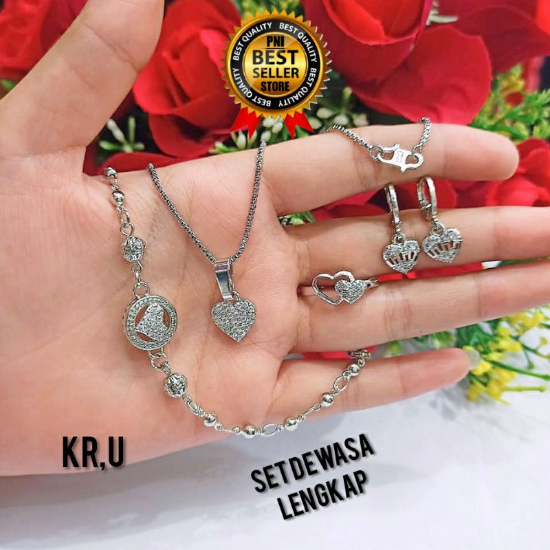 fourfashion perhiasan SET Dewasa LOVE Silver Kekinian PD033