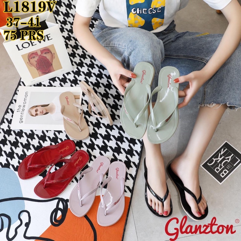 Sandal Jepit Wanita Glanzton L1819-V Sandal Jelly Jepit Flat Glossy Terbaru