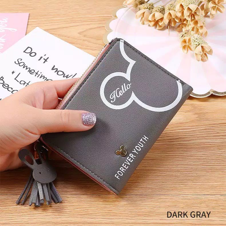 (FY) COD Dompet Wanita Import Murah Dompet Lipat Kecil Lucu Cantik Dompet murah  cantik real pic-ABU TUA